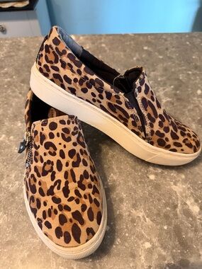 Dr Scholl Leopard-Pattern Slip-On Platform Sneakers with Side Zip
